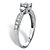 Round Created White Sapphire 3-Stone Promise Ring 1.45 TCW in Platinum over Sterling Silver-12 at PalmBeach Jewelry