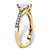 Cushion-Cut Created White Sapphire 3-Stone Promise Ring 1.27 TCW in 18k Gold over Sterling Silver-12 at PalmBeach Jewelry