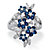 Simulated Blue Sapphire and Cubic Zirconia Floral Cluster Ring 2.41 TCW in Silvertone-11 at PalmBeach Jewelry