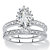 Marquise-Cut Created White Sapphire and Genuine Diamond 2-Piece Halo Wedding Ring Set 1.67 TCW in Platinum over Sterling Silver-11 at PalmBeach Jewelry