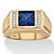 Men's Square-Cut Created Blue Sapphire and Diamond Accent Ring 2.85 TCW in 18k Gold over Sterling Silver-11 at PalmBeach Jewelry