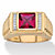 Men's Square-Cut Created Red Ruby and Diamond Accent Ring 1.36 TCW in 18k Gold over Sterling Silver-11 at PalmBeach Jewelry