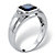 Men's Created Blue Sapphire and Diamond Accent Ring 1.27 TCW in Platinum over Sterling Silver-12 at PalmBeach Jewelry