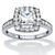 Princess-Cut Created White Sapphire Halo Engagement Ring 1.99 TCW in Platinum over Sterling Silver-11 at PalmBeach Jewelry