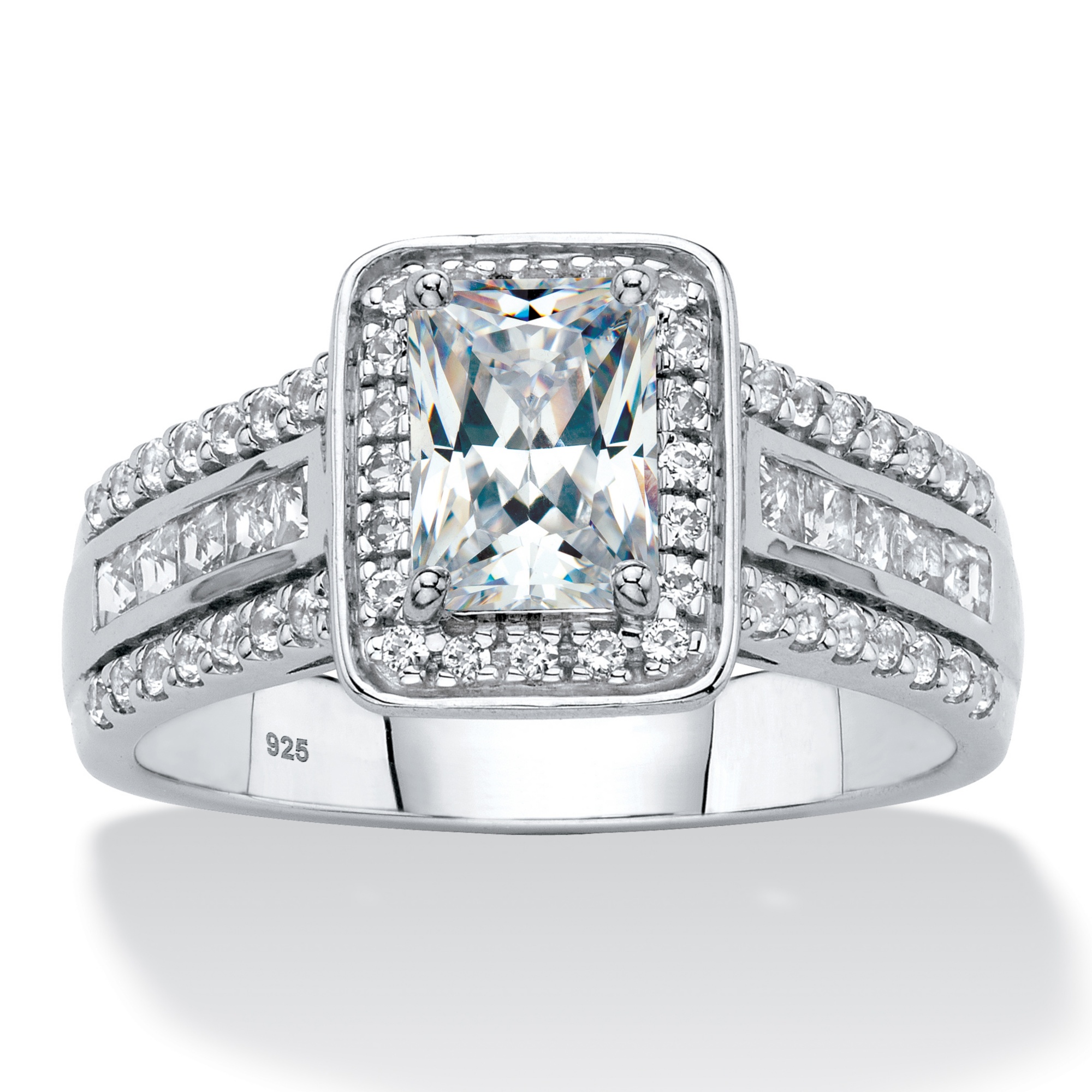 palmbeach jewelry tcw halo sapphire emerald platinum triple row engagement sterling created ring cut silver palmbeachjewelry