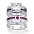 Princess-Cut Cubic Zirconia 3-Piece Interchangeable Jacket Ring Set 3.66 TCW with Red and Blue CZ Accents in Sterling Silver-11 at PalmBeach Jewelry