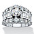 Round Cubic Zirconia Triple Row Engagement Ring 6.40 TCW with Baguette Accents in Sterling Silver-11 at PalmBeach Jewelry