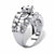 Round Cubic Zirconia Triple Row Engagement Ring 6.40 TCW with Baguette Accents in Sterling Silver-12 at PalmBeach Jewelry