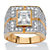 Men's 4.76 TCW Emerald-Cut Cubic Zirconia Grid Ring in 14k Gold over Sterling Silver-11 at PalmBeach Jewelry