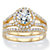 Round Cubic Zirconia 2-Piece Halo Wedding Ring Set 1.52 TCW Gold-Plated-11 at PalmBeach Jewelry