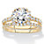 Round and Pave Cubic Zirconia 2-Piece Halo Wedding Ring Set 2.28 TCW Gold-Plated-11 at PalmBeach Jewelry