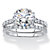 Round and Pave Cubic Zirconia 2-Piece Halo Bridal Ring Set 2.28 TCW in Silvertone-11 at PalmBeach Jewelry