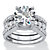 Round Cubic Zirconia 2-Piece Multi-Row Jacket Wedding Ring Set 4.80 TCW in Platinum over Sterling Silver-11 at PalmBeach Jewelry