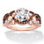 Round Cubic Zirconia and Simulated Smoky Topaz Crossover Halo Ring 2.64 TCW in Rose Gold and Black Ruthenium Plated Sterling Silver-11 at Direct Charge presents PalmBeach