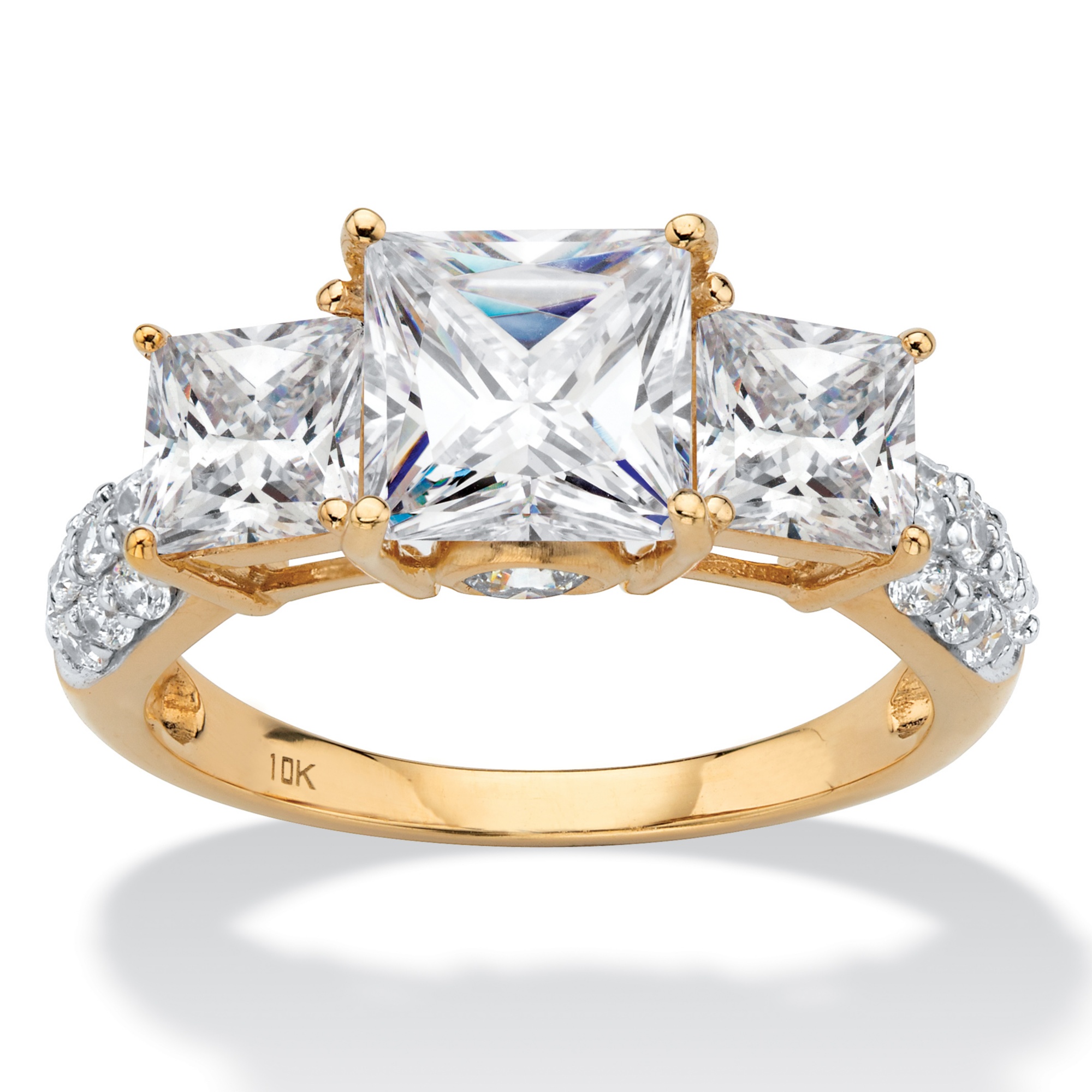 Princess  Cut  Cubic  Zirconia  3  Stone  Engagement Ring  3  46 