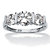 Round Cubic Zirconia 3-Stone Bar-Set Wedding Engagement Ring 2.50 TCW in Solid 10k White Gold-11 at PalmBeach Jewelry