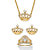Round Cubic Zirconia 3-Piece Crown Earring, Necklace and Ring Set 1.09 TCW in 14k Gold over Sterling Silver 18"-20"-11 at PalmBeach Jewelry