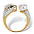 Round Simulated Pearl and Crystal Jaguar Cocktail Ring 1.01 TCW in 14k Gold over Sterling Silver-12 at PalmBeach Jewelry