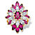 Oval and Marquise-Cut Created Red Ruby and Cubic Zirconia Floral Ring 10.45 TCW Gold-Plated-11 at PalmBeach Jewelry