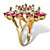 Oval and Marquise-Cut Created Red Ruby and Cubic Zirconia Floral Ring 10.45 TCW Gold-Plated-12 at PalmBeach Jewelry