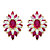 Oval and Marquise-Cut Created Red Ruby and Cubic Zirconia Floral Earrings 8.84 TCW Gold-Plated-11 at PalmBeach Jewelry