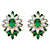 Oval and Marquise-Cut Simulated Emerald and Cubic Zirconia Floral Earrings 8.06 TCW Gold-Plated-11 at PalmBeach Jewelry