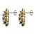 Oval and Marquise-Cut Simulated Emerald and Cubic Zirconia Floral Earrings 8.06 TCW Gold-Plated-12 at PalmBeach Jewelry