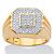 Men's Round Diamond Ribbed Octagon Ring 1/10 TCW in Solid 10k Yellow Gold-11 at PalmBeach Jewelry