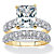 Emerald-Cut and Pave Cubic Zirconia 2-Piece Wedding Ring Set 6.50 TCW Gold-Plated-11 at PalmBeach Jewelry