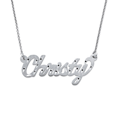 Diamond-Cut Personalized Nameplate Necklace in Sterling Silver 18" at PalmBeach Jewelry