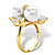 Round Simulated Pearl and Cubic Zirconia Cluster Ring 1.84 TCW in 14k Gold over Sterling Silver-12 at PalmBeach Jewelry