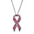 Round Pink Crystal Breast Cancer Awareness Ribbon Pendant Necklace in Silvertone 16-18.5"-11 at Direct Charge presents PalmBeach