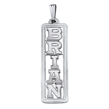 Personalized Vertical Name Pendant in Sterling Silver 2" at PalmBeach Jewelry