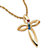 Simulated Birthstone Textured Looping Cross Pendant Necklace in Gold Tone 20"-11 at PalmBeach Jewelry