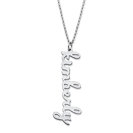 Vertical Script Nameplate Necklace in Sterling Silver 18" at PalmBeach Jewelry