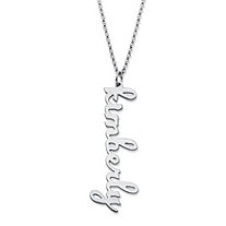 SETA JEWELRY Vertical Script Nameplate Necklace in Sterling Silver 18