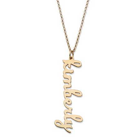 Vertical Script Nameplate Necklace in 18k Gold over Sterling Silver 18" at PalmBeach Jewelry
