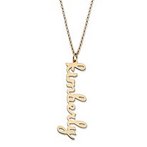 Vertical Script Nameplate Necklace in 18k Gold over Sterling Silver 18"