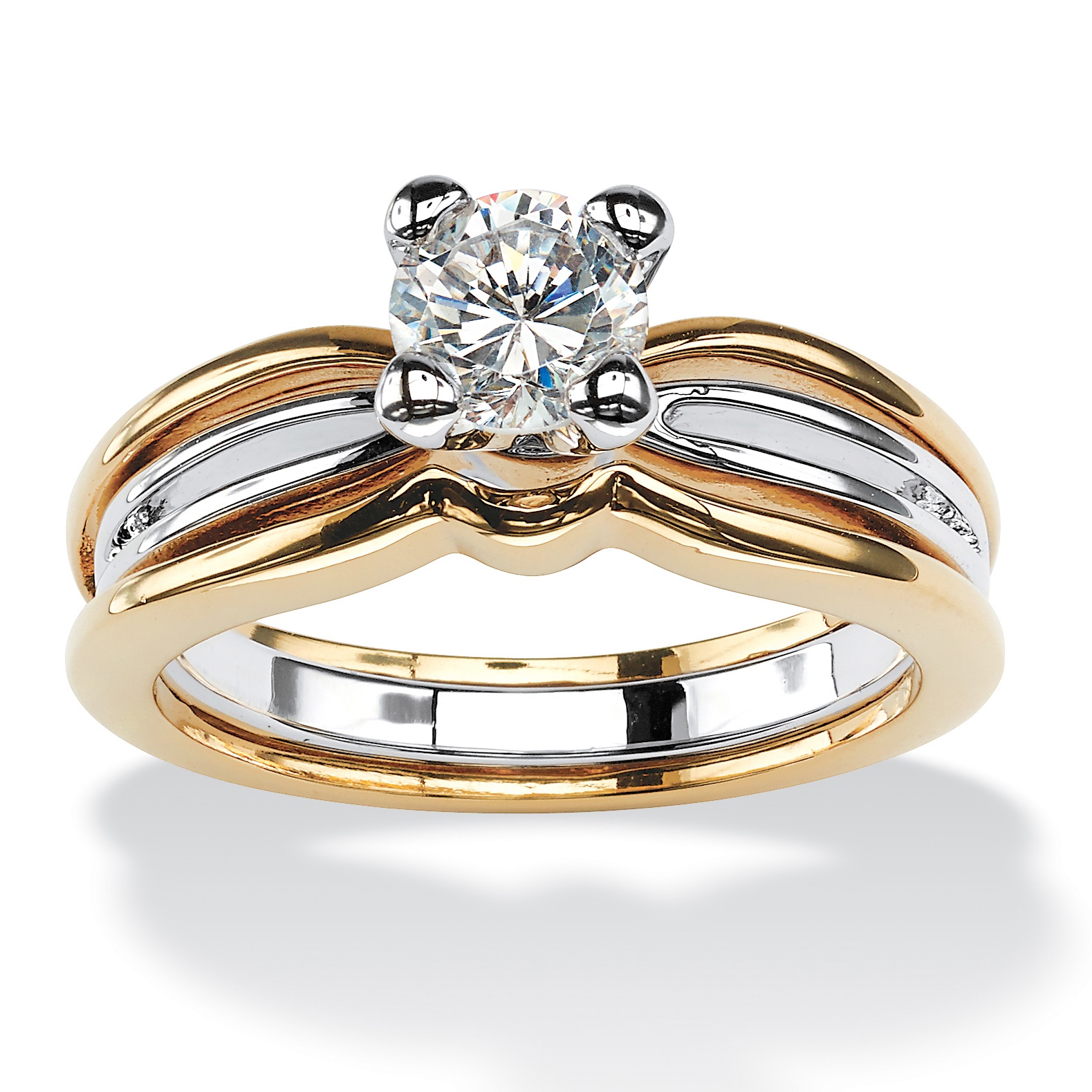 Tcw Round Cubic Zirconia Solitaire Engagement Ring In K Gold Plated At Palmbeach Jewelry