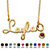 Round Simulated Birthstone Charm Nameplate Necklace in 14k Yellow Gold Over Sterling Silver 19"-101 at PalmBeach Jewelry