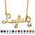 Round Simulated Birthstone Charm Nameplate Necklace in 14k Yellow Gold Over Sterling Silver 19"-104 at PalmBeach Jewelry