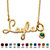 Round Simulated Birthstone Charm Nameplate Necklace in 14k Yellow Gold Over Sterling Silver 19"-105 at PalmBeach Jewelry