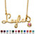Round Simulated Birthstone Charm Nameplate Necklace in 14k Yellow Gold Over Sterling Silver 19"-106 at PalmBeach Jewelry