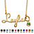 Round Simulated Birthstone Charm Nameplate Necklace in 14k Yellow Gold Over Sterling Silver 19"-108 at PalmBeach Jewelry