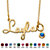 Round Simulated Birthstone Charm Nameplate Necklace in 14k Yellow Gold Over Sterling Silver 19"-109 at PalmBeach Jewelry