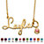 Round Simulated Birthstone Charm Nameplate Necklace in 14k Yellow Gold Over Sterling Silver 19"-110 at PalmBeach Jewelry