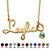 Round Simulated Birthstone Charm Nameplate Necklace in 14k Yellow Gold Over Sterling Silver 19"-112 at PalmBeach Jewelry