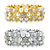 Round Simulated Pearl and Crystal 2-Piece Stretch Bracelet Set in Gold Tone and Silvertone 7"-11 at PalmBeach Jewelry