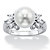 Round Simulated Pearl and Cubic Zirconia Ring .83 TCW in Sterling Silver (10mm)-11 at PalmBeach Jewelry