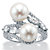 Genuine Freshwater Cultured Pearl and Cubic Zirconia Bypass Ring 1.30 TCW in Sterling Silver (9mm)-11 at PalmBeach Jewelry